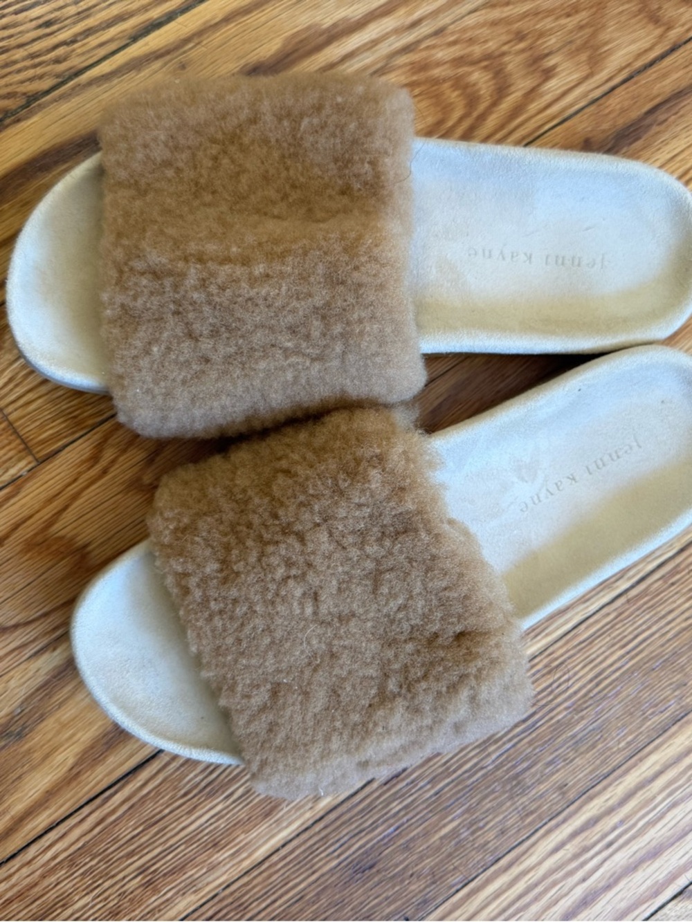 Jenni Kayne Tan Shearling Slide Sandals